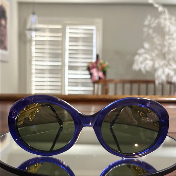 MOSCHINO BY PERSOL Vintage M253 Jeweled Sunglasses - Blue & Gold - Picture 3 of 12